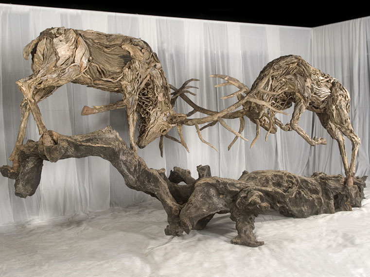 A-sculpture-of-two-rutting-stags-by-Jame