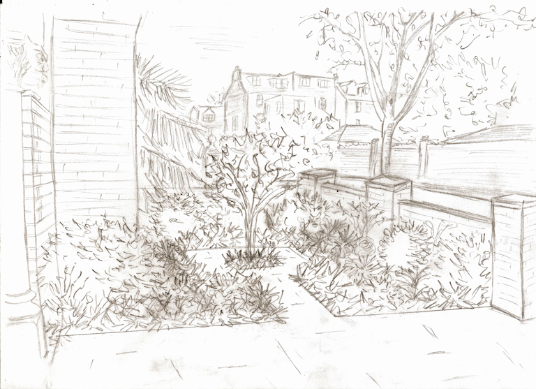 Concept sketch for front garden in Wandsworth