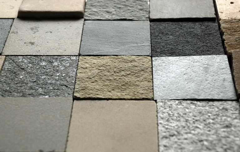 Samples of natural stone paving