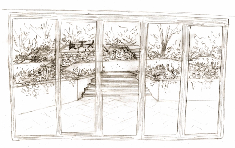 Proposed view from house - garden design project Leatherhead