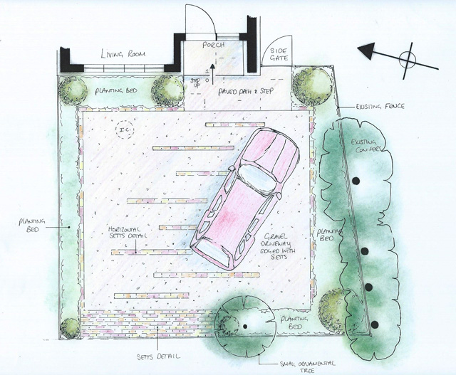 Driveway for 2 cars | Lisa Cox Garden Designs Blog