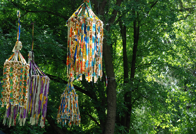 Fabric lanterns in Artisan retreat at RHS Chelsea 2014 Lisa Cox