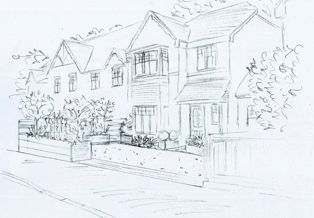 Reading front garden design sketch Lisa Cox