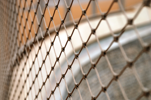 Wire mesh railings Olympic Park London Lisa Cox Garden Designs