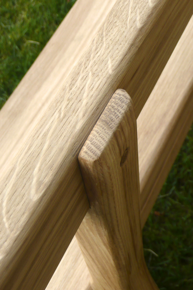 garden bench peg back detail by Jonathan Blackburn