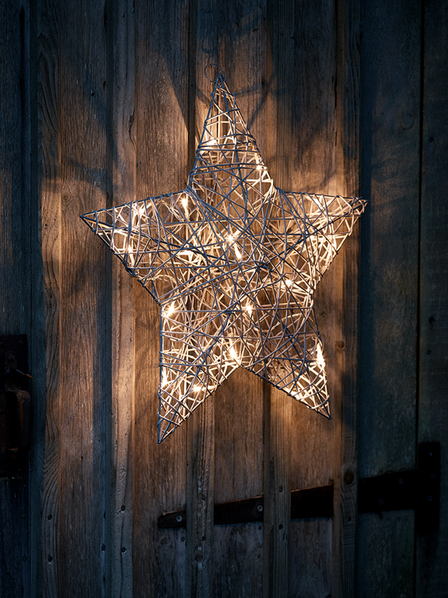 wicker star with lights